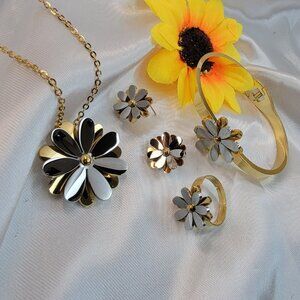 18K Gold Plated Silveand Gold Necklace Jewelry Gift Set